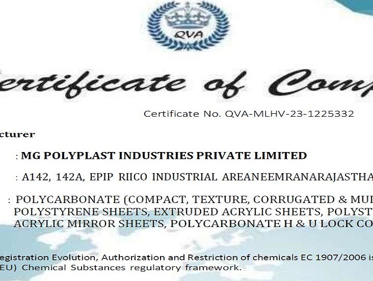 REACH_MG POLYPLAST INDUSTRIES PRIVATE LIMITED